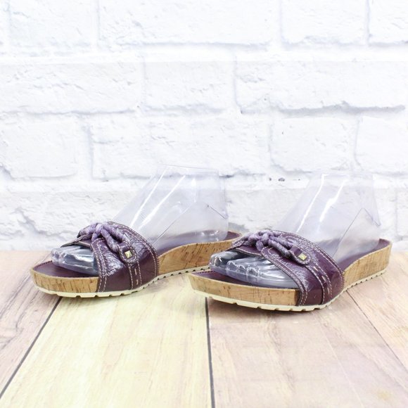 Timberland Women's Purple Leather Open Toe Slide Flat Sandals Size 8 M - Picture 2 of 9
